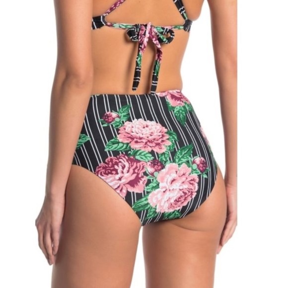 NWOT Mossimo Printed High Waist Lace-Up Bikini Bottom - Picture 2 of 5